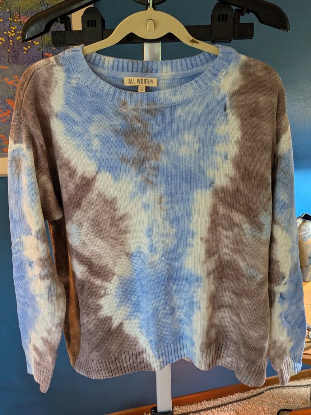 All Worthy By Hunter McGrady & QVC Medium Tie Dye Soft Knit Sweater  New!